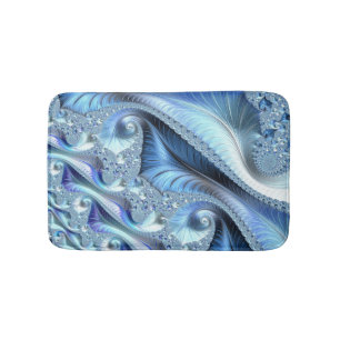 Blue Trippy Psychedelic Fine Fraktal Art Badematte