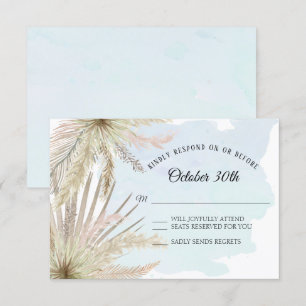 Blue Tropical Beach Boho Jungle Leaf Foliage Einladung