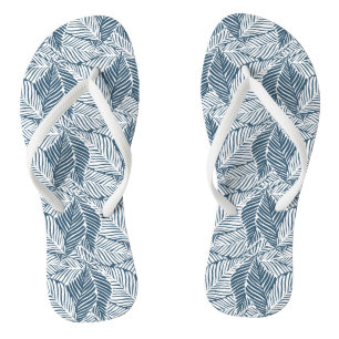 Blue Tropical Flip Flops