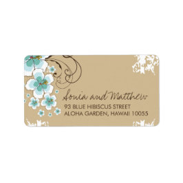 Blue Tropical Hibiskus Beach Hochzeitadresse Adressaufkleber