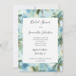 Blue Tropical Island Palm Trees Bridal Shower  Einladung