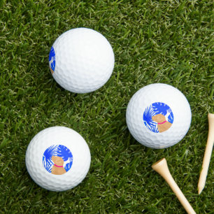 Blue Tropical Island Yellow Dog Golf Balls Golfball