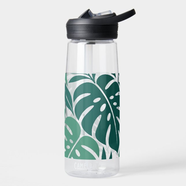 Blue Tropical Leaf Wrap Pattern Trinkflasche (Links)