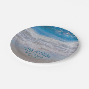 Blue Tropical Ocean Waves Hochzeit am Strand Pappteller