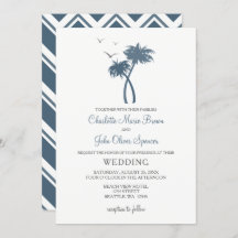 Blue Tropical Palm Tree Hochzeiten Einladungen