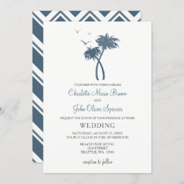 Blue Tropical Palm Tree Hochzeiten Einladungen