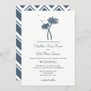 Blue Tropical Palm Tree Hochzeiten Einladungen