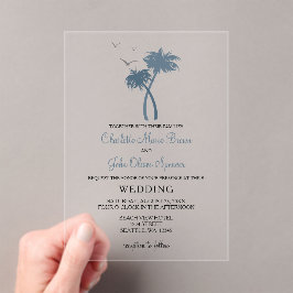 Blue Tropical Palm Tree Hochzeiten Einladungen