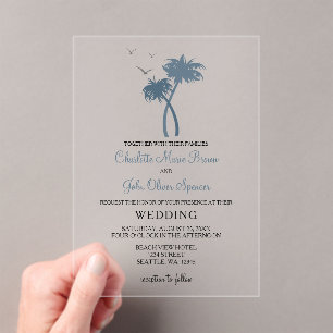 Blue Tropical Palm Tree Hochzeiten Einladungen