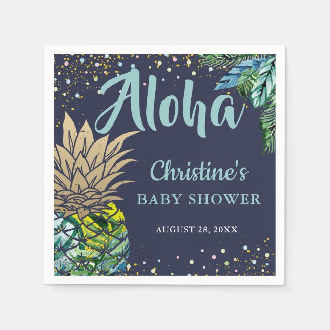 Blue Tropical Pineapa Beach Baby Dusche Serviette (Vorderseite)