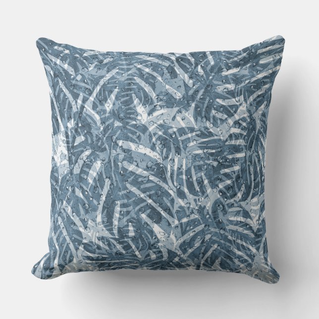 Blue Tropical Rain werfen Kissen (Vorderseite)