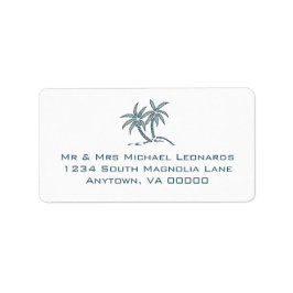 Blue Tropical Twin Palm Trees UAWG Address Labels Adressaufkleber