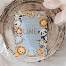 Blue Tropical Wild One Jungle Safari Einladung