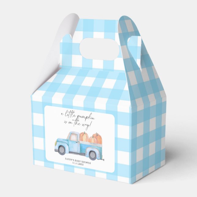 Blue Truck ein kleines Pumpkin Fall Baby Dusche Geschenkschachtel (Vorderseite)