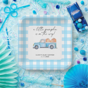 Blue Truck ein kleines Pumpkin Fall Baby Dusche Pappteller