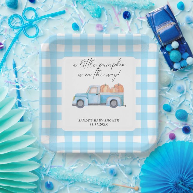 Blue Truck ein kleines Pumpkin Fall Baby Dusche Pappteller (Party)