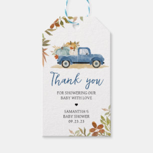 Blue Truck Fall Pumpkin Baby Duwer Fevor Tags Geschenkanhänger