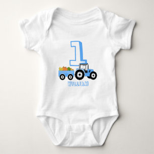 Blue Truck Farm Produzieren Geburtstag Junge Baby Strampler