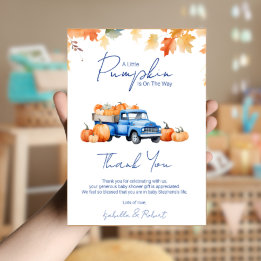 Blue Truck Kleine Pumpkin auf dem Weg Baby Dusche Dankeskarte