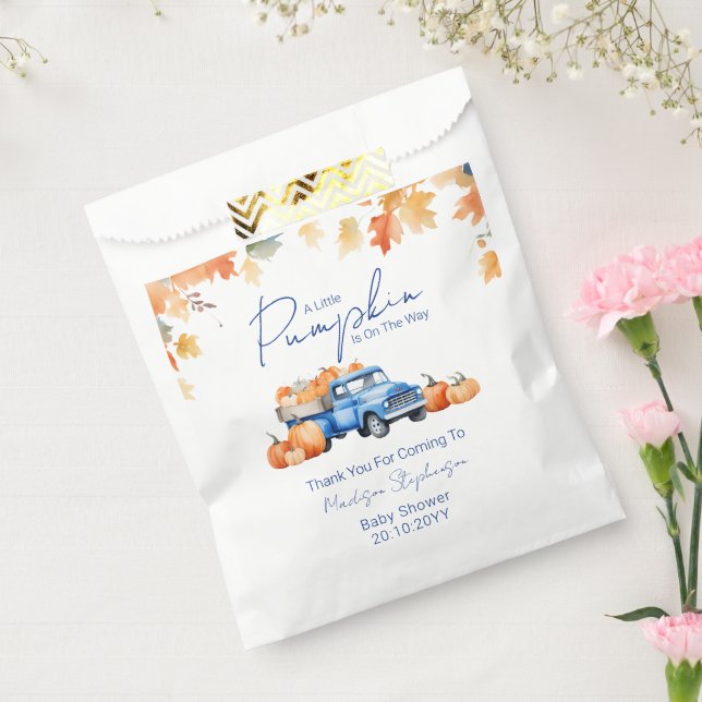 Blue Truck & Little Pumpkin on The Way Baby Dusche Geschenktütchen (Versiegelt)