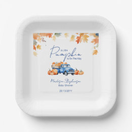 Blue Truck & Little Pumpkin on The Way Baby Dusche Pappteller
