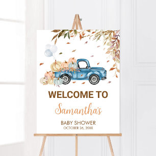 Blue Truck Pumpkin Baby Dusche Willkommen Poster