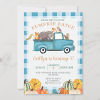 Blue Truck Pumpkin Patch Gingham 5. Geburtstag