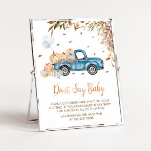 Blue Truck Pumpkin Sage Baby Shower nicht Poster