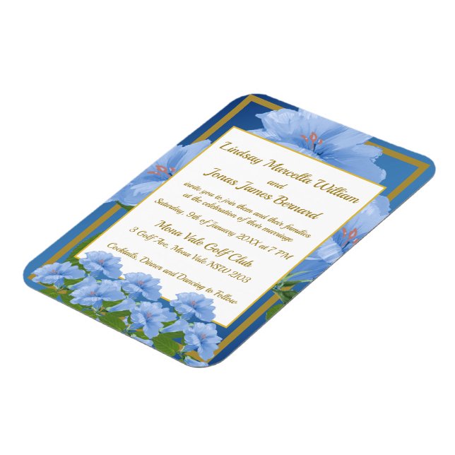 Blue Trumpet Blume Garden Wedding Foto Magnet (Linke Seite)