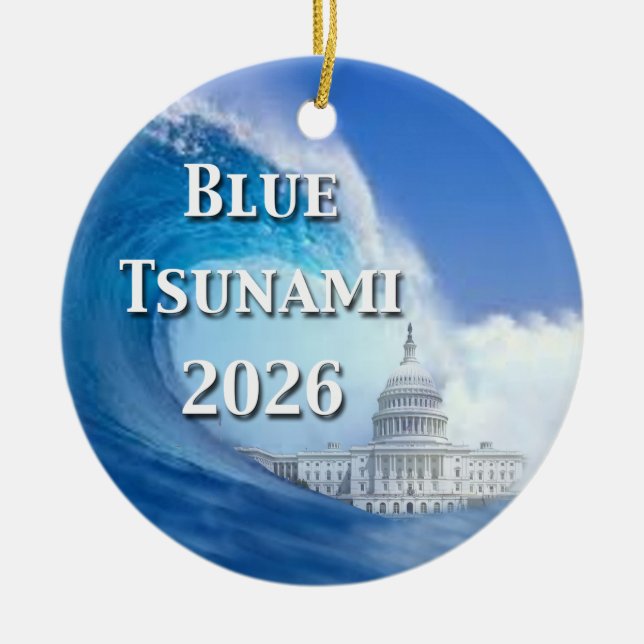 Blue Tsunami Election 2026 Keramik Ornament (Vorne)