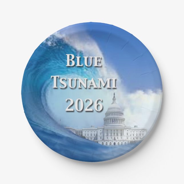 Blue Tsunami Election 2026 Pappteller (Vorderseite)