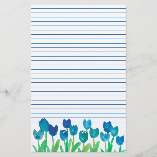 Blue Tulip Garden Blume Briefpapier (Vorderseite)
