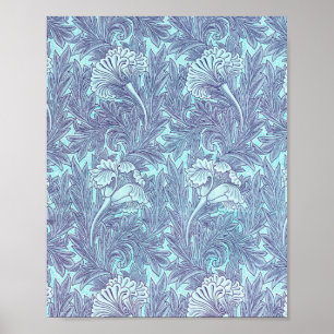 Blue Tulip Muster von William Morris Poster