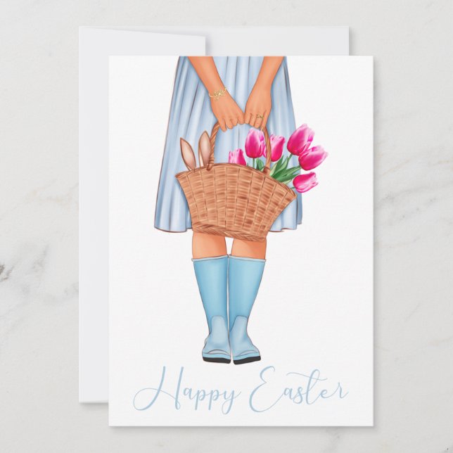 Blue Tulips Fashion Girl Happy Oaster (Vorderseite)