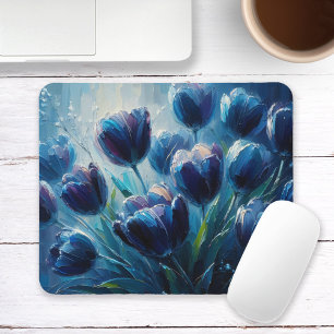 Blue Tulips Impressionismus Stil Ölgemälde Mousepad