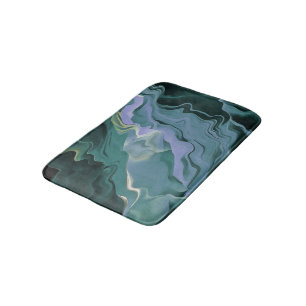 Blue Turbulence Acrylic Pour Abstrakt Art Badematte