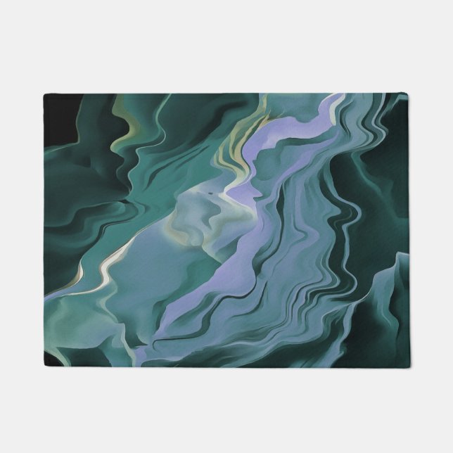 Blue Turbulence Acrylic Pour Abstrakt Art Fußmatte (Vorderseite)