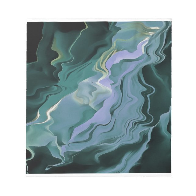 Blue Turbulence Acrylic Pour Abstrakt Art Notizblock (Vorderseite)