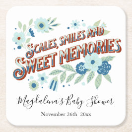 Blue Türkise Green Blume Dragon Baby Dusche Rechteckiger Pappuntersetzer