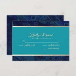 Blue Türkise Hochzeitskarten RSVP Karte