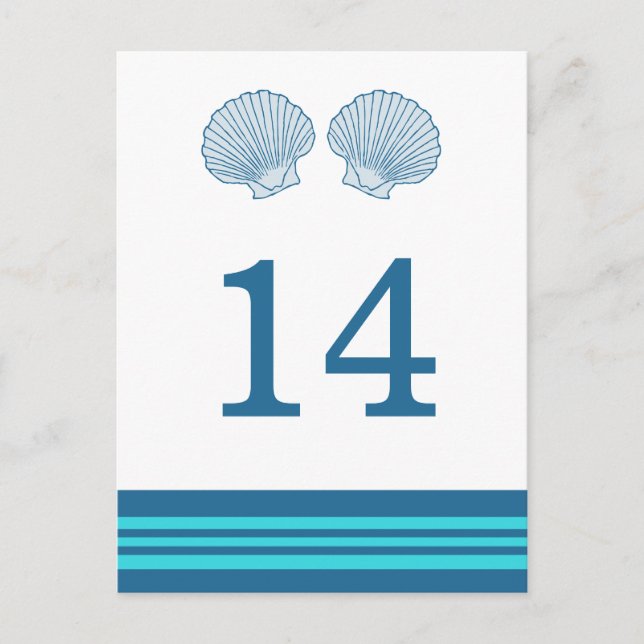 Blue Türkise Nautic Seashells Table Postcard Postkarte (Vorderseite)
