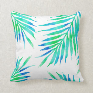 Blue Türkise Palm Fronds Kissen