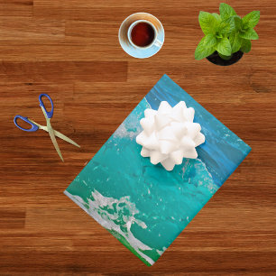 Blue Türkise Waters Watercolor Beach Geschenkpapier Set