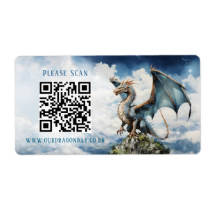 Blue Turquoise Celtic Dragon QR Code Hochzeitsinfo