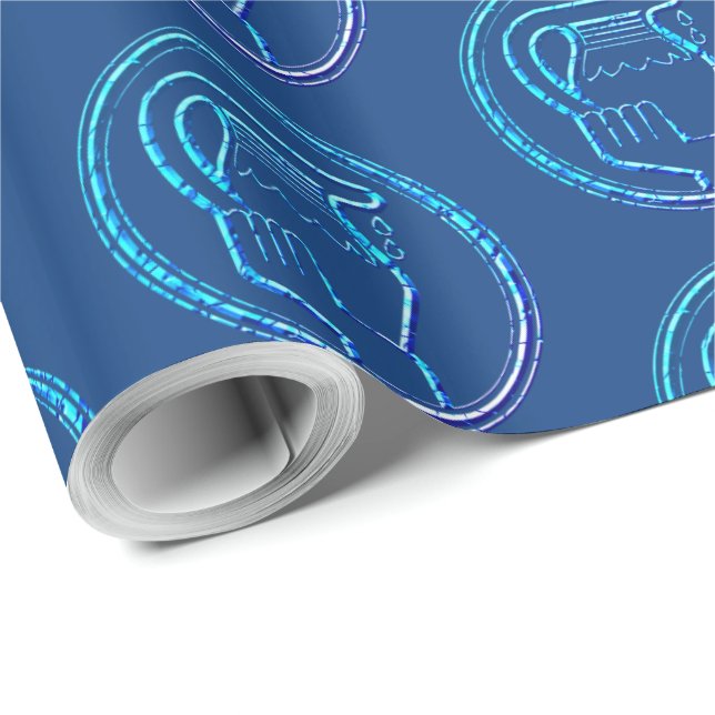 Blue Turquoise Horoscope Zodiac Star Sign Aquarius Geschenkpapier (Rolleneckpunkt)