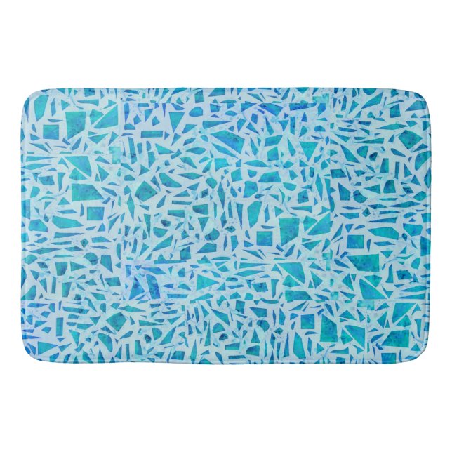 Blue Turquoise Mosaic Glass Til Modern Chic Badematte (Vorderseite)