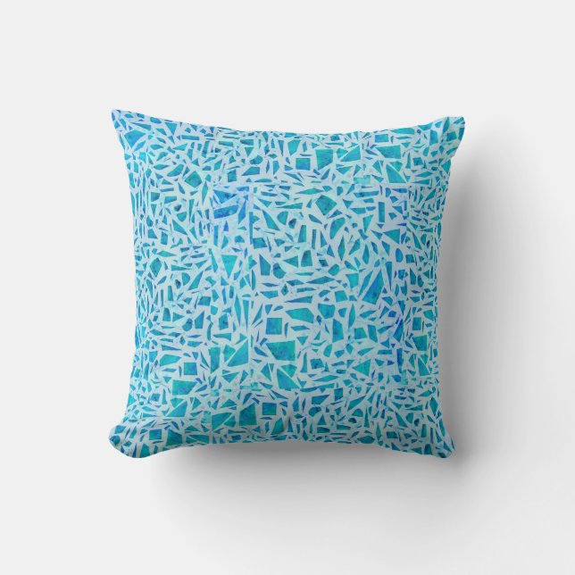 Blue Turquoise Mosaic Glass Til Modern Chic Kissen (Vorderseite)