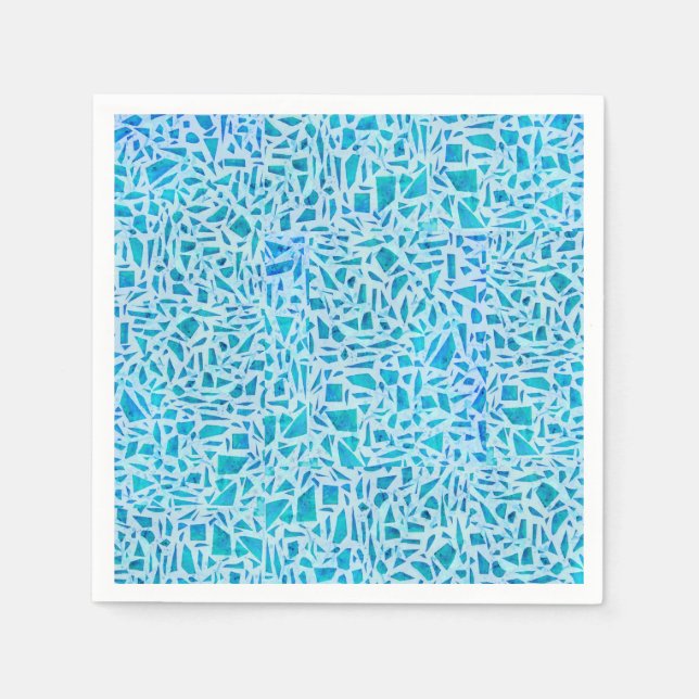 Blue Turquoise Mosaic Glass Til Modern Chic Serviette (Vorderseite)