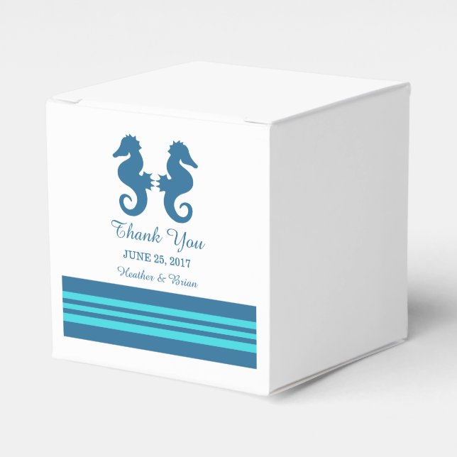 Blue Turquoise Nautic Seepferd Fevor Boxes Geschenkschachtel (Vorderseite)