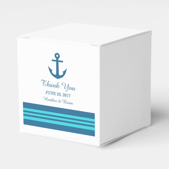 Blue Turquoise Nautical Anchor Fevor Boxes Geschenkschachtel (Vorderseite)